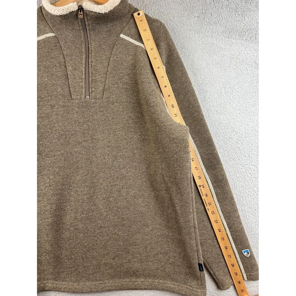 Kuhl Revel 1/4 Zip Sweater Mens XL Brown Sherpa Lined Collar Pullover Fleece